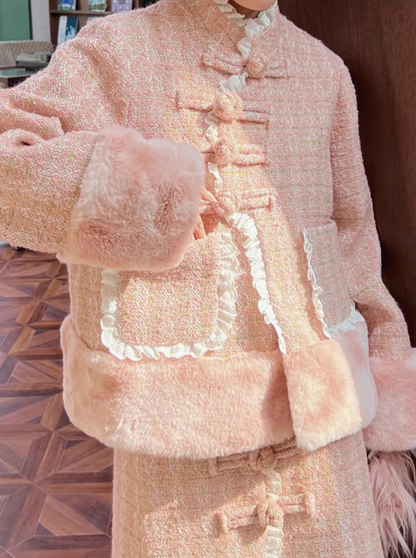 Pink Fur Design Girly Coat