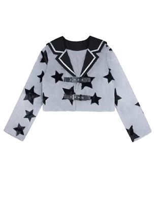 Star Fur Sailor Short Coat