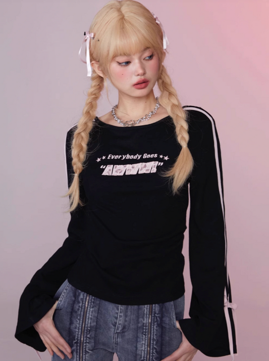 リボンベルスリーブバックレストップス