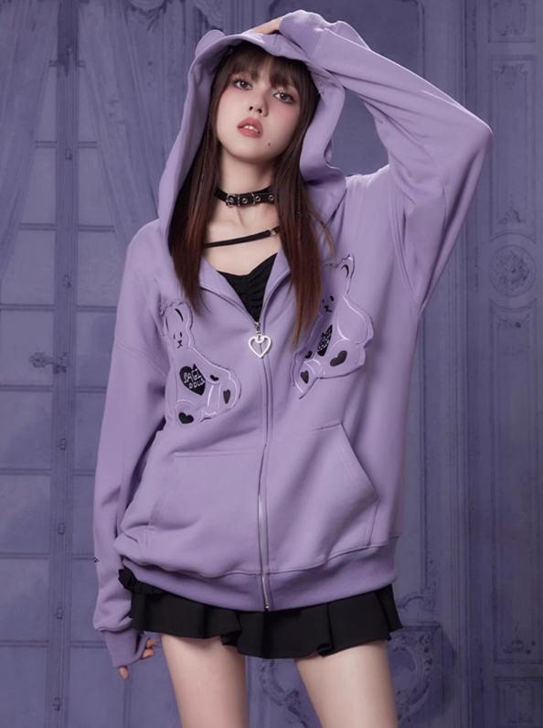 ダブルベアフードオーバージップアップパーカー