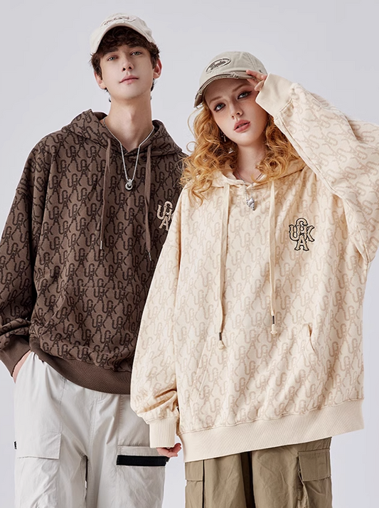 GUUKA Trendy Brand Maillard Wearing Hoodie with Men's Hooded and Plush New Couple Retro Lazy Style Hoodie Loose