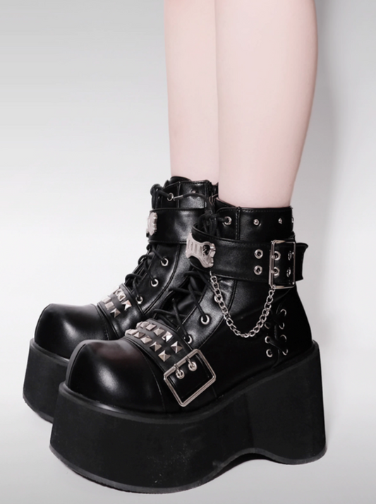 Transfer students metal rock original punk style platform martin boots round toe sweet cool subculture babes knight boots
