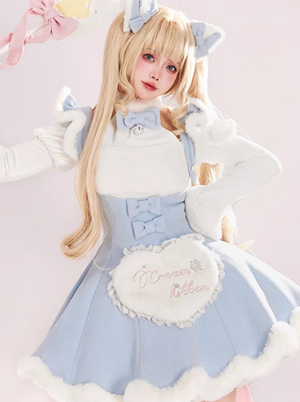 Sweet Girly Ribbon Top + Love Suspender Skirt