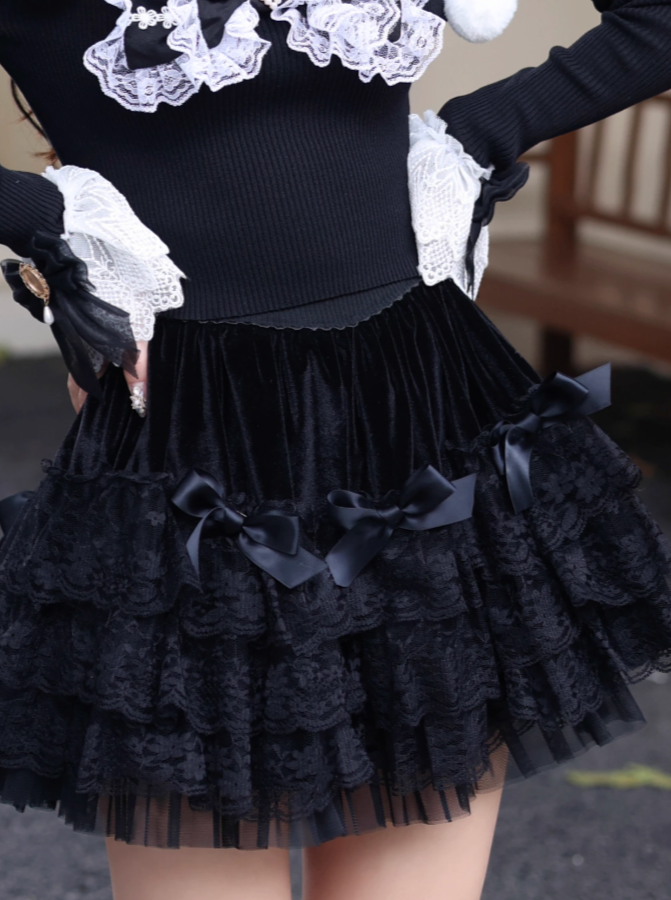 Ribbon Sweet Black Skirt