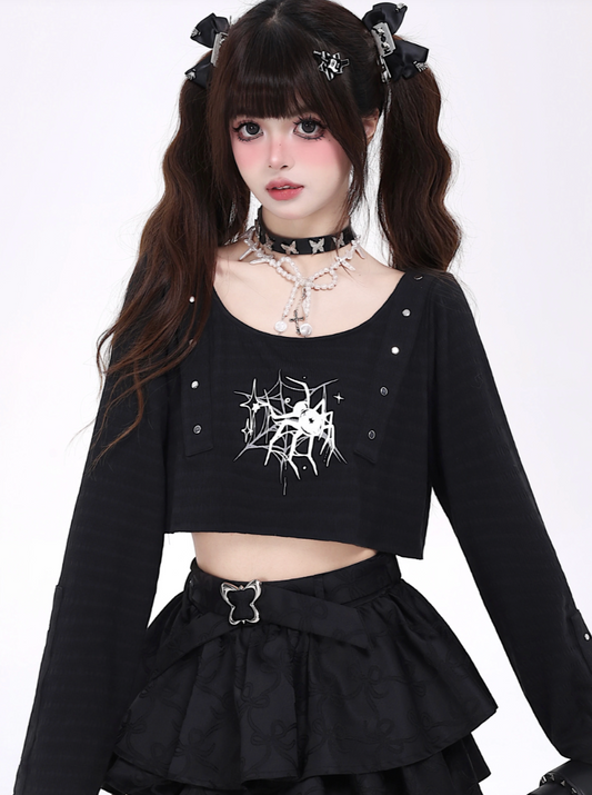 [4.11 limited time 95% off] original dark millennial y2k hot girl spring and summer new long-sleeved t-shirt cover-up thin top