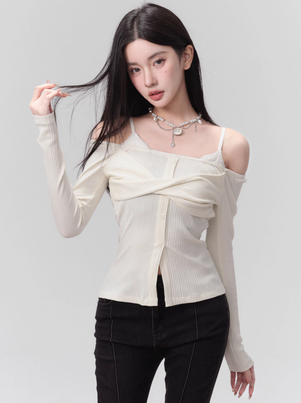 Cocoa Sweet Tea Pure Dzire Faux Two Piece Slim Top