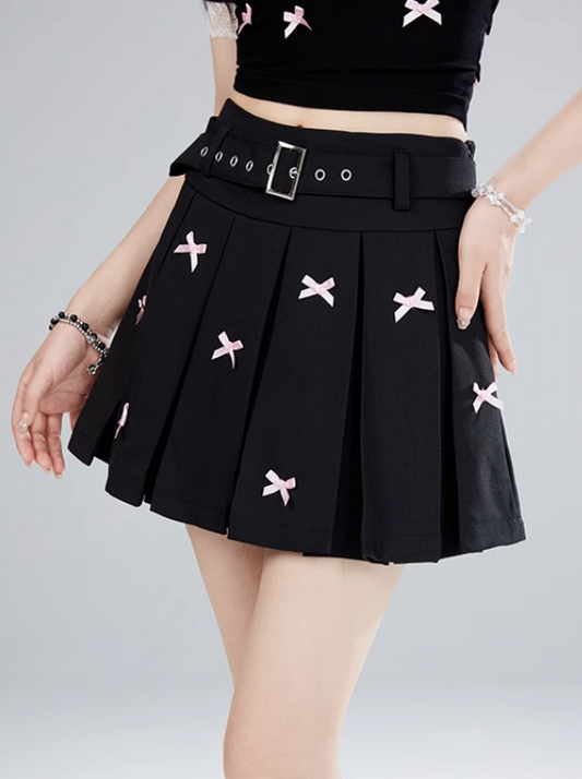 Pure ribbon pleated skirt