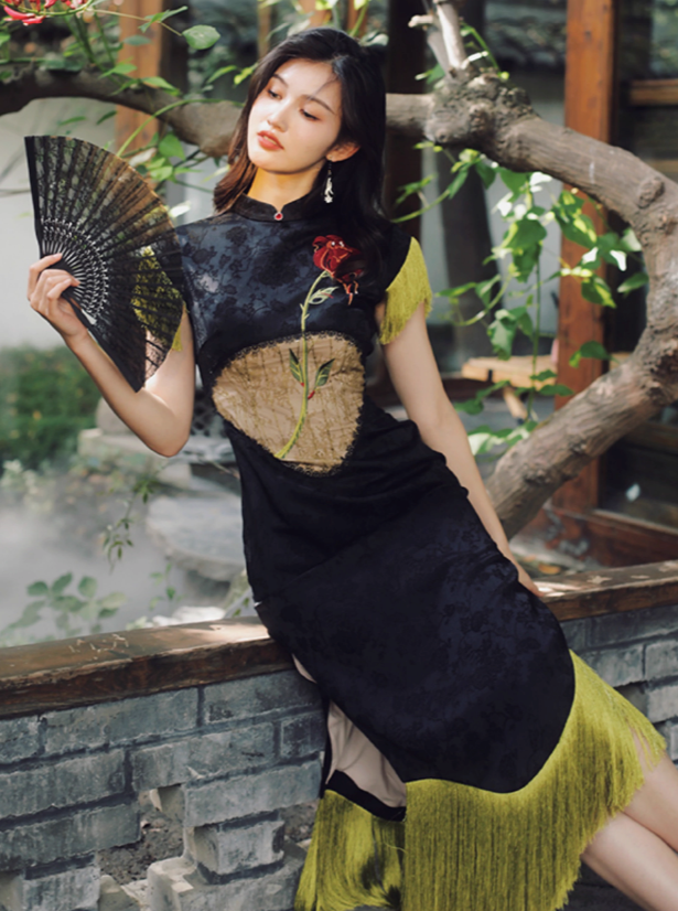 Tassel Sleeve Chinese Dress