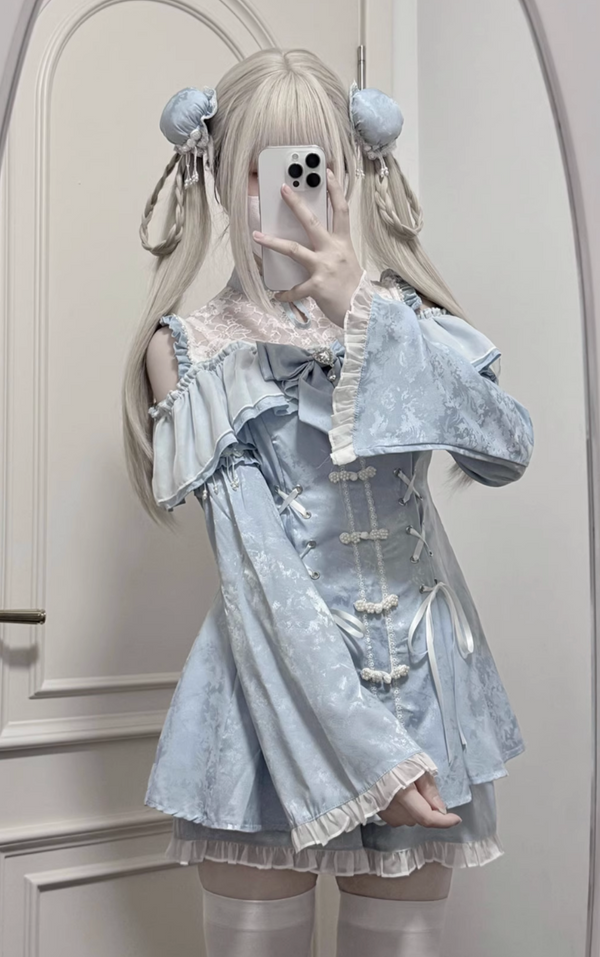 【数量限定】地雷チャイナピンク・アクアドレスセットアップ