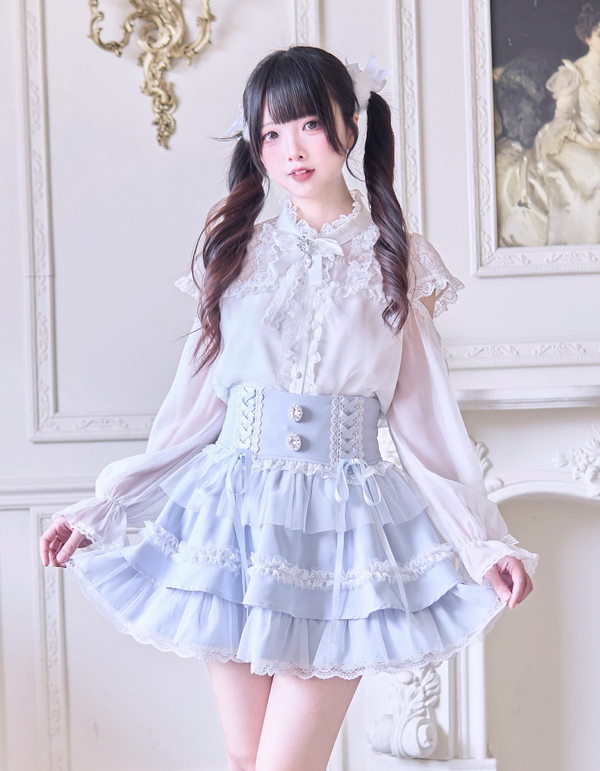 Sweet Ribbon Lace Cake Skirt