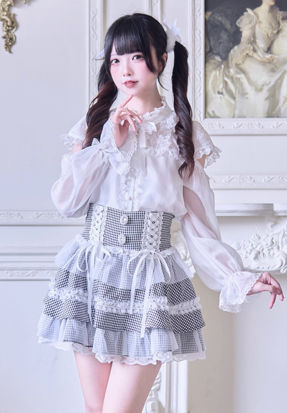 Sweet Ribbon Lace Cake Skirt