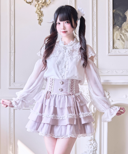 Sweet Ribbon Lace Cake Skirt