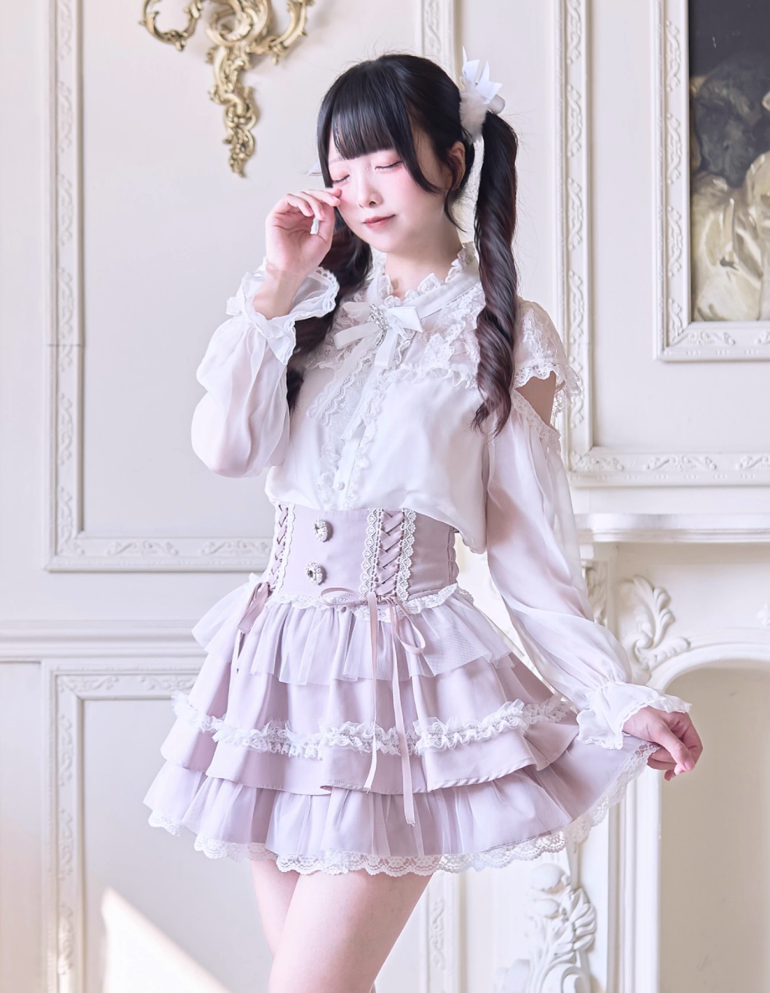 Sweet Ribbon Lace Cake Skirt