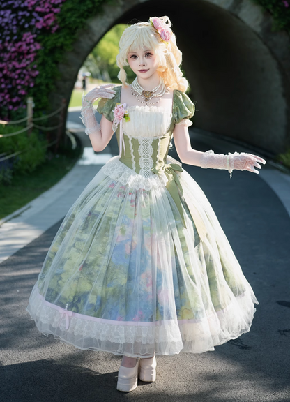[Pre-order Deadline: May 15] Monet Garden Oil Handle Classical Chiffon Dress + Bustier