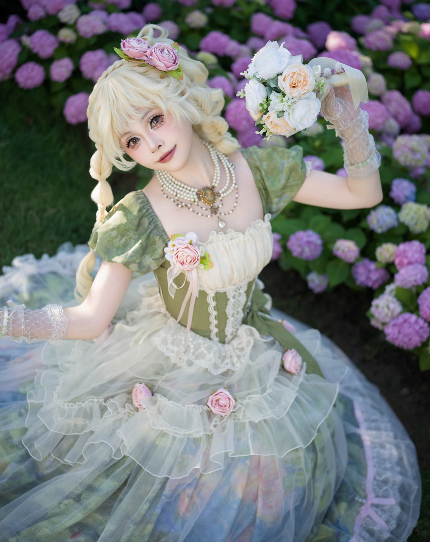 [Pre-order Deadline: May 15] Monet Garden Oil Handle Classical Chiffon Dress + Bustier