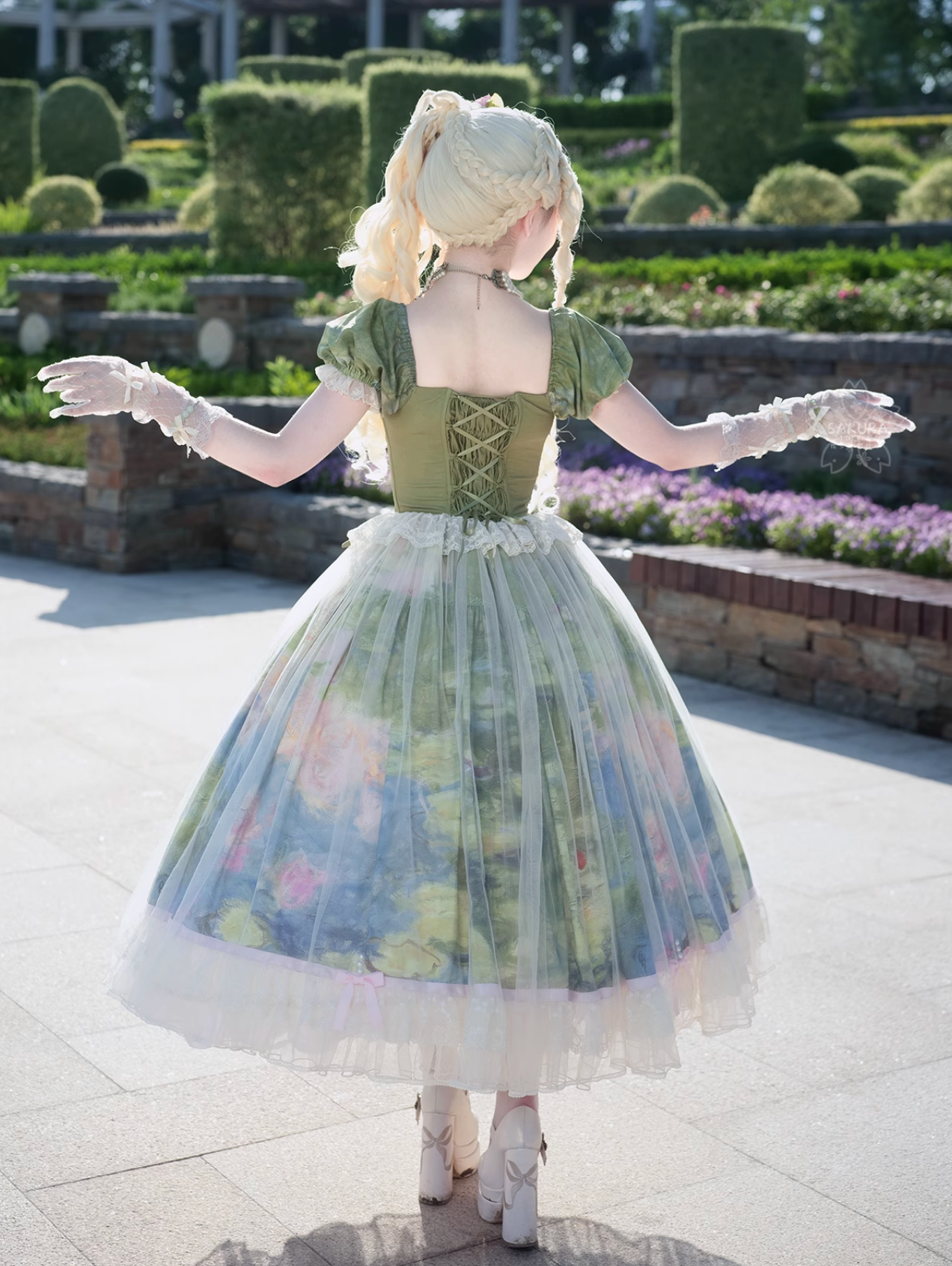 [Pre-order Deadline: May 15] Monet Garden Oil Handle Classical Chiffon Dress + Bustier