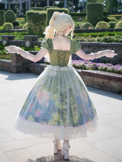 [Pre-order Deadline: May 15] Monet Garden Oil Handle Classical Chiffon Dress + Bustier
