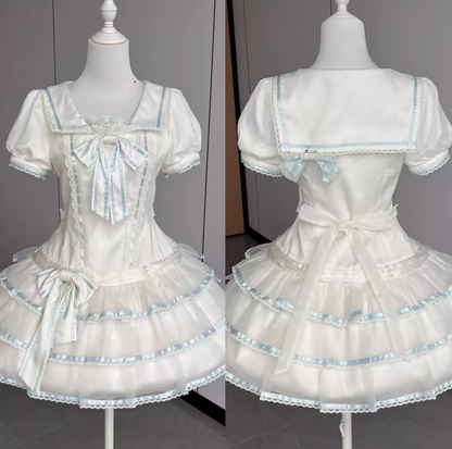 【予約商品】シーソルトラビットアクアセーラードレスセットアップ＋ヘアバンド＋リボンカチューシャ