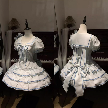 【予約商品】シーソルトラビットアクアセーラードレスセットアップ＋ヘアバンド＋リボンカチューシャ