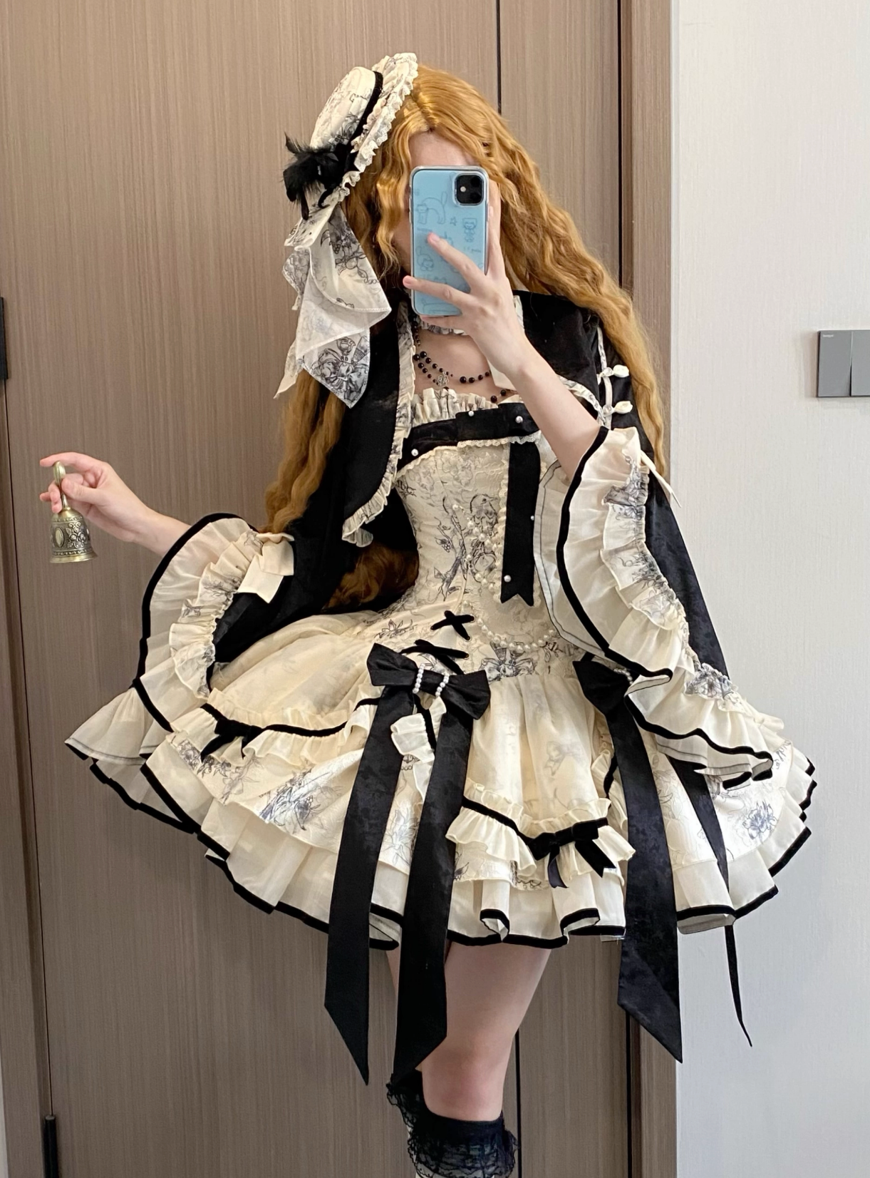 Brandy French Pearl Elegant Bustier Dress + Black Jacquard Jacket + Accessories