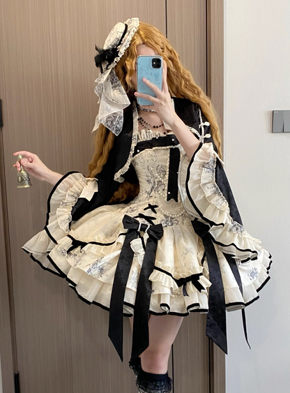 Brandy French Pearl Elegant Bustier Dress + Black Jacquard Jacket + Accessories