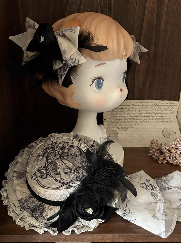 [Pre-order item] Brandy French Pearl Elegant Bustier Dress + Long Skirt + Black Jacquard Jacket + Complete Accessories