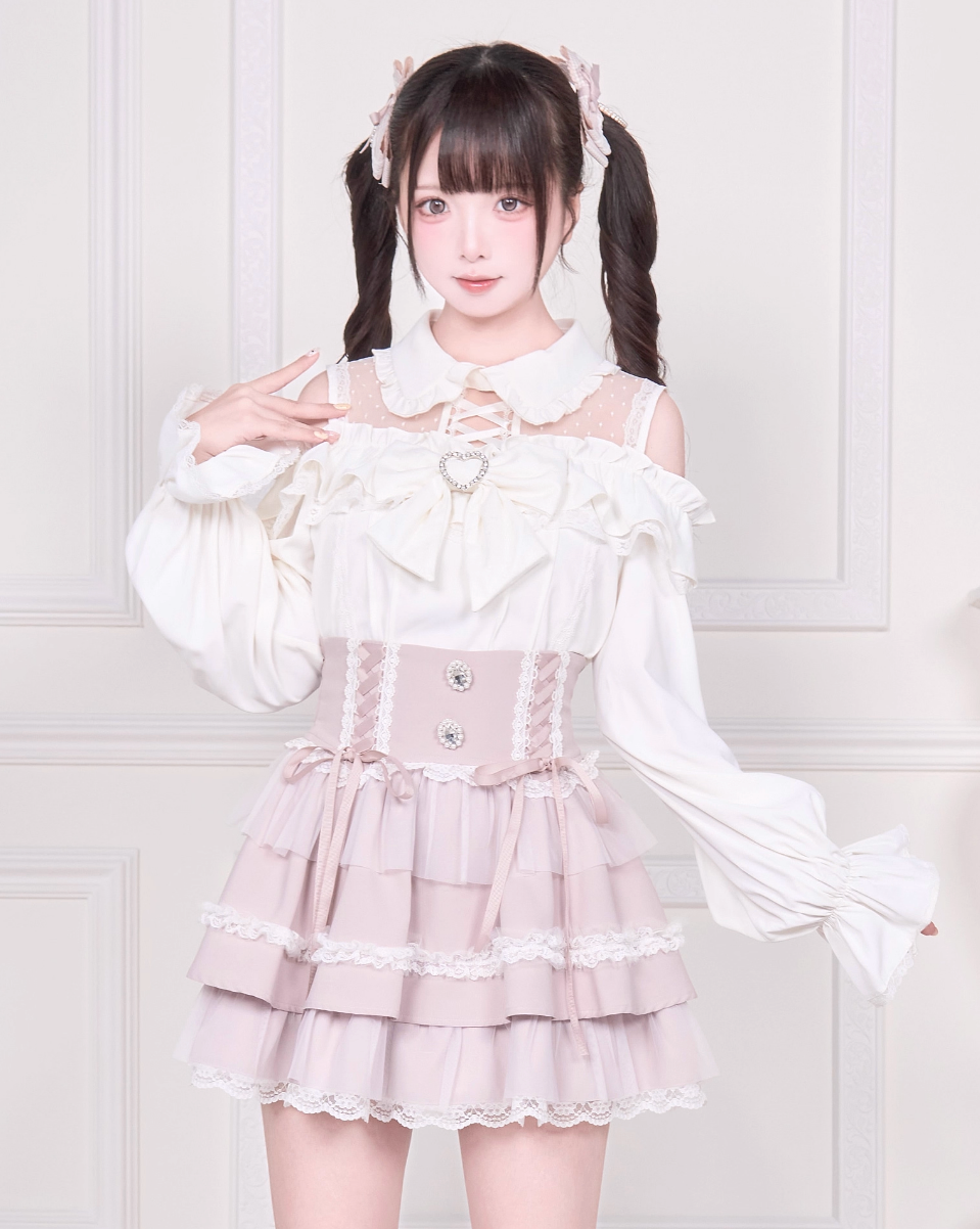 【予約商品】オフショルフリルリボンブラウス