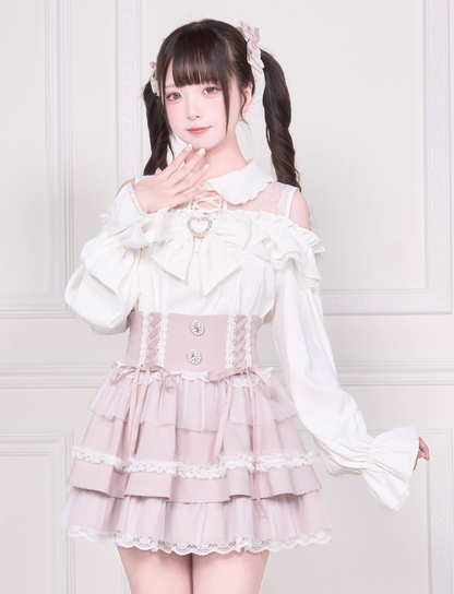 【予約商品】オフショルフリルリボンブラウス