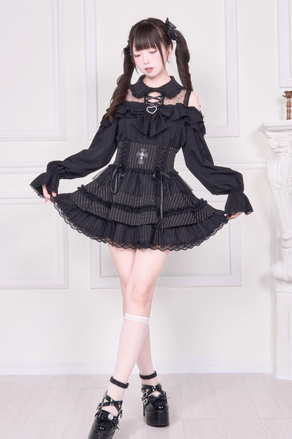 【予約商品】オフショルフリルリボンブラウス