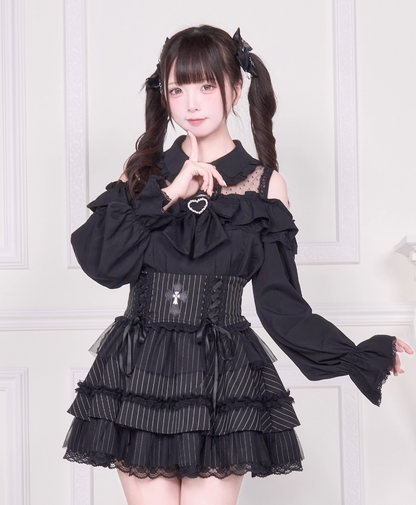 【予約商品】オフショルフリルリボンブラウス