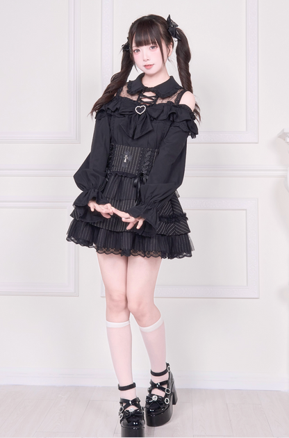 【予約商品】オフショルフリルリボンブラウス