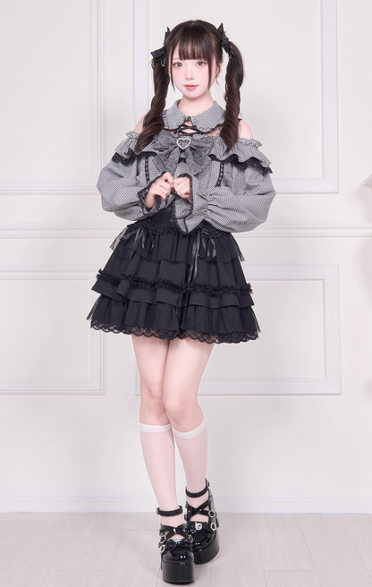 【予約商品】オフショルフリルリボンブラウス