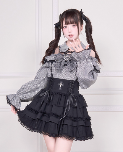 【予約商品】オフショルフリルリボンブラウス