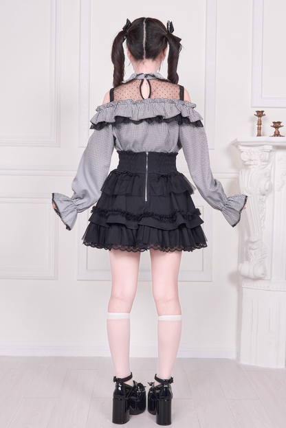 【予約商品】オフショルフリルリボンブラウス