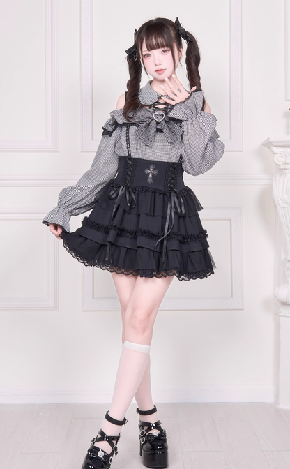 【予約商品】オフショルフリルリボンブラウス