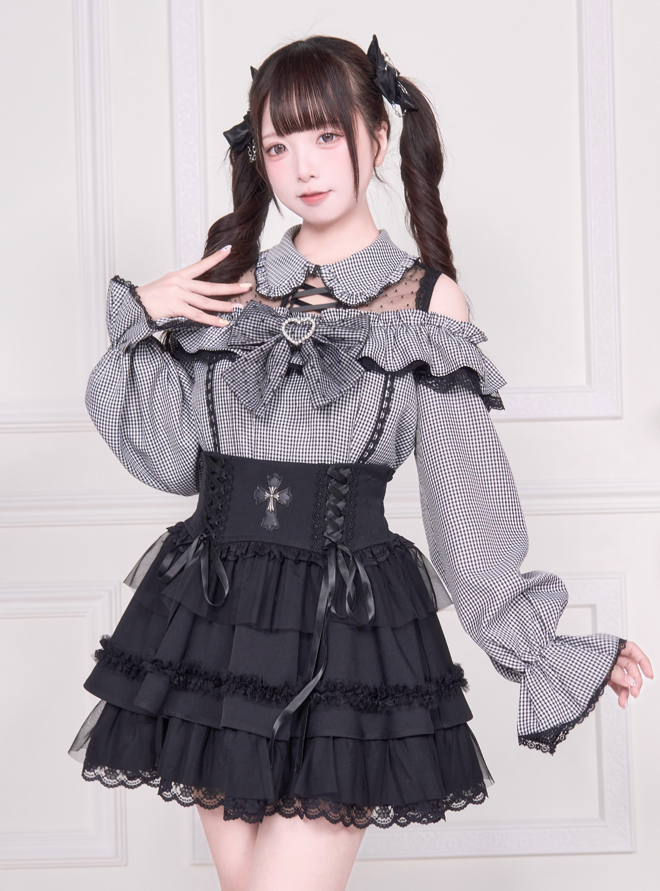 【予約商品】オフショルフリルリボンブラウス