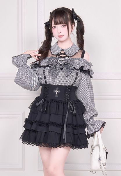 【予約商品】オフショルフリルリボンブラウス