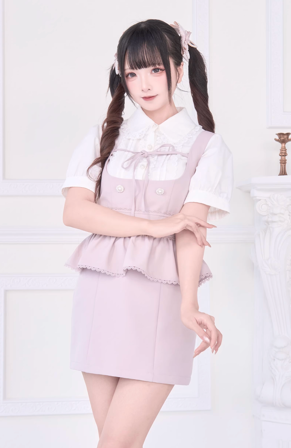 【予約商品】レースリボンシャツ＋サスドレス2WAYスイート&スパイシー