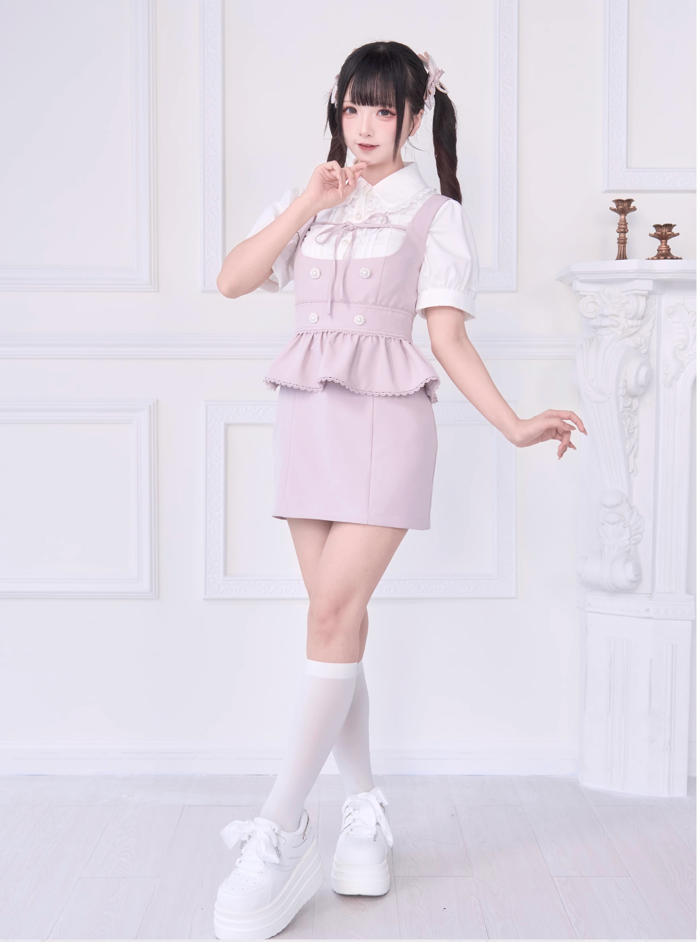 【予約商品】レースリボンシャツ＋サスドレス2WAYスイート&スパイシー