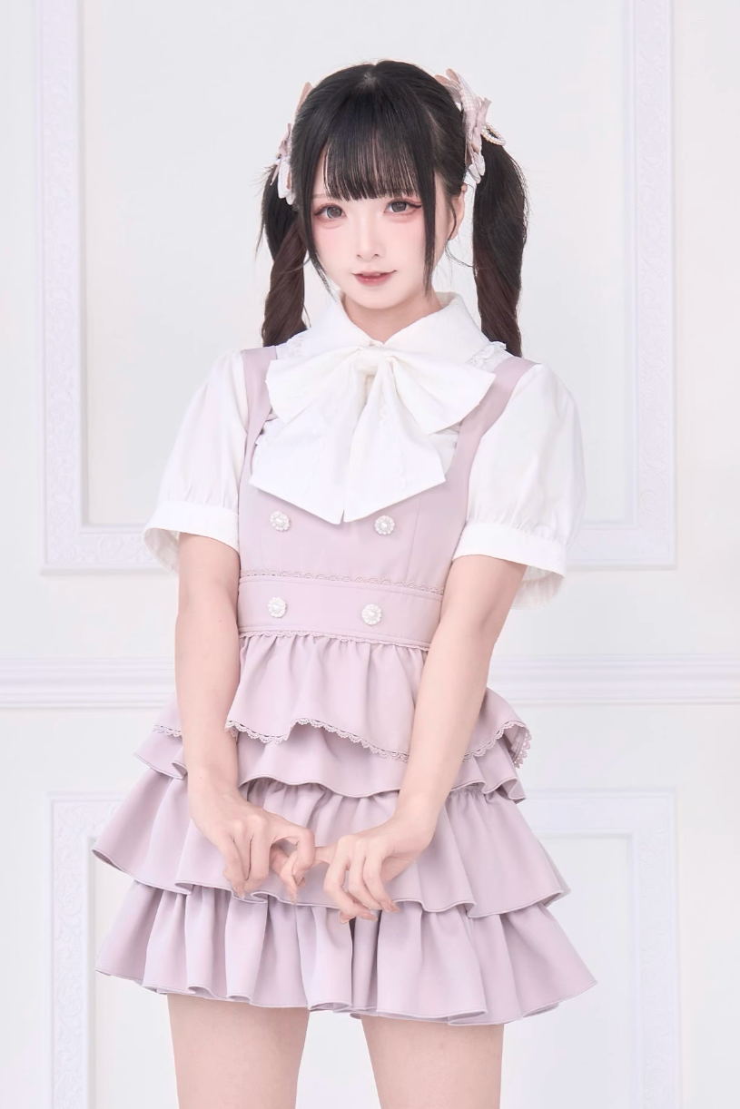 【予約商品】レースリボンシャツ＋サスドレス2WAYスイート&スパイシー