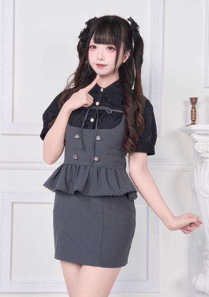 【予約商品】レースリボンシャツ＋サスドレス2WAYスイート&スパイシー