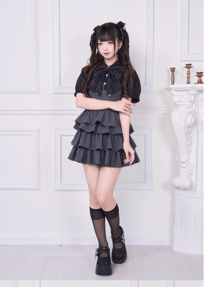 【予約商品】レースリボンシャツ＋サスドレス2WAYスイート&スパイシー