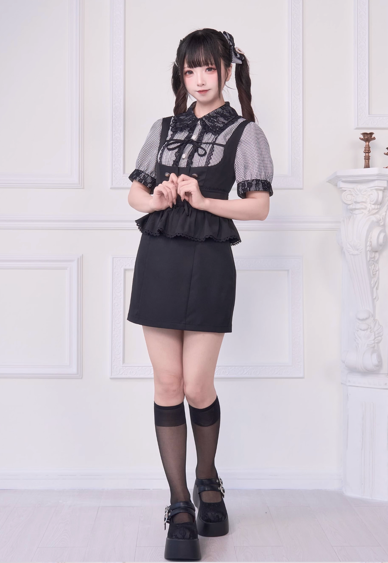 【予約商品】レースリボンシャツ＋サスドレス2WAYスイート&スパイシー