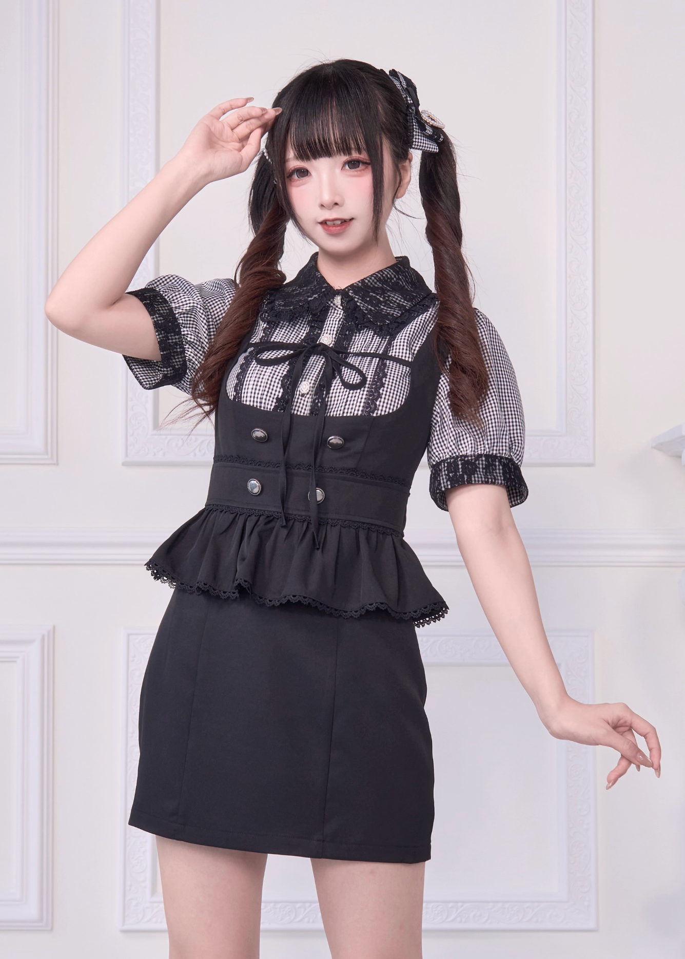 【予約商品】レースリボンシャツ＋サスドレス2WAYスイート&スパイシー