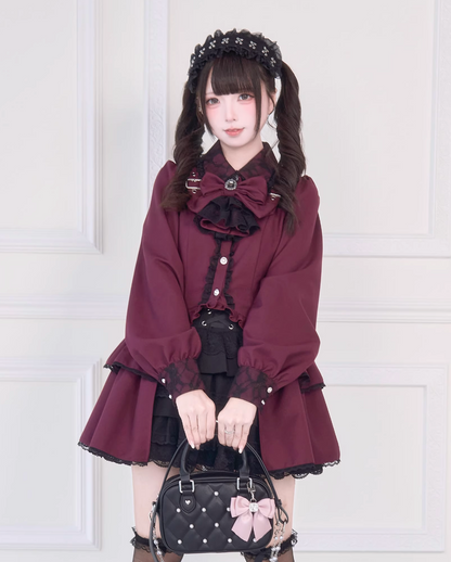 [Reservations] Lace Buckle Shoulder Long Tail Light Gothic Ribbon Shirt