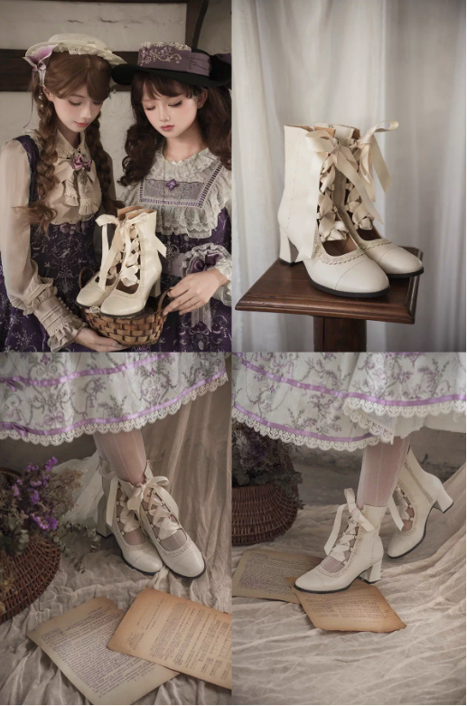 【12月26日予約締切】エレガントアンティークロリータレースアップブーツ