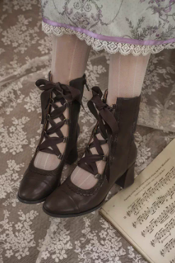 【12月26日予約締切】エレガントアンティークロリータレースアップブーツ