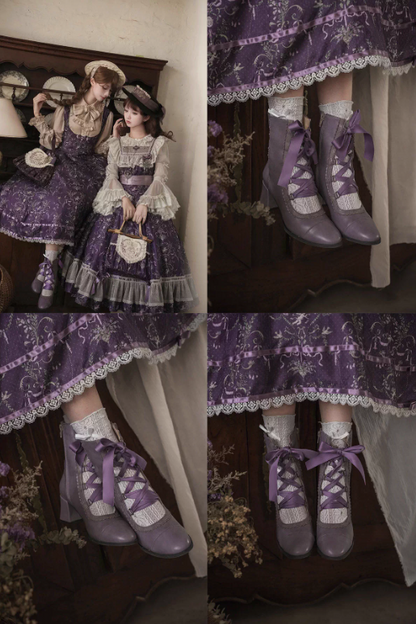【12月26日予約締切】エレガントアンティークロリータレースアップブーツ