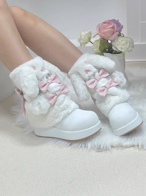 うさ耳ファーリボン厚底ブーツ