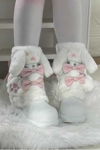 うさ耳ファーリボン厚底ブーツ